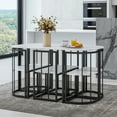thumbnail image 2 of EUROCO 53.5"L Modern 7-Piece Dining Table Set with Faux Marble Compact, Kitchen Table Set for 6, Black+White, 2 of 11