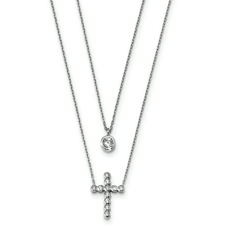 Extension Double Strand Necklace - 925 Sterling Silver Double Strand Cubic Zirconia Cz Cross Religious Chain Necklace Pendant Charm Gifts For Women For Her