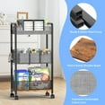 thumbnail image 6 of 2In1 Baby Diaper Caddy & 3-Tier Rolling Diaper Cart, Caddy Organizer Cart with Dividers, Mobile Metal Bedside Carts for Baby Essentials, Rolling Carts for Newborn Nursery with Wheels, Large Capacity, 6 of 14