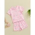 thumbnail image 2 of Suealasg Kids Toddler Girl Clothes 1T 2T 3T 4T Short Sleeve Floral Print T-shirt +Shorts Set Baby Girl 2Pcs Summer Casual Outfits, 2 of 7