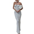 thumbnail image 2 of Biekopu Women Summer Knitted Strapless Dress,Front Twist Striped Backless Bodycon Party Dress Cocktail Beach, 2 of 6