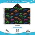 thumbnail image 2 of Black Cartoon Colorful Dinosaurs Skeletons Pattern Hooded Bath Towel，50"x30" for Ages 3 To 12 Kids, Quick Dry Lightweight Soft Microfiber Hood Beach Towel Cover Up for Kids, 2 of 7