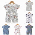 thumbnail image 4 of kpoplk Newborn Baby Boy Girl Romper Short Sleeve Summer Embroidery Cotton Jumpsuit Soft Skin-Friendly Infant Onesie 6-24 Months Size 18-24 Months,Sky Blue, 4 of 4