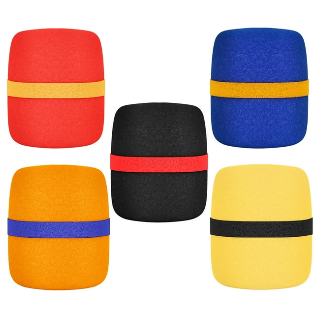 5 Pack Thick Foam Mic Cover Handheld Microphone Windscreen Colorful Microphone Sponge Cover for Karaoke