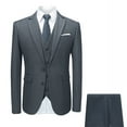 thumbnail image 3 of Cloudstyle Men's Slim Fit Notched Lapel 3-Piece Suit Set, Two-Button Single-Breasted Back Vent Formal Wear, Wrinkle-Free Polyester for Weddings & Business, 3 of 13