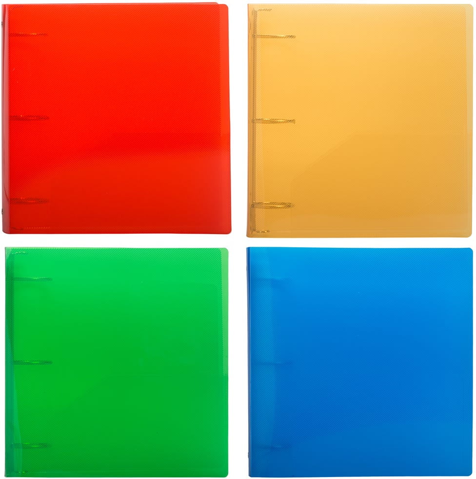 JAM Paper Plastic 2 Inch Binders, 3 Metal Rings, Assorted, 4 Per Pack