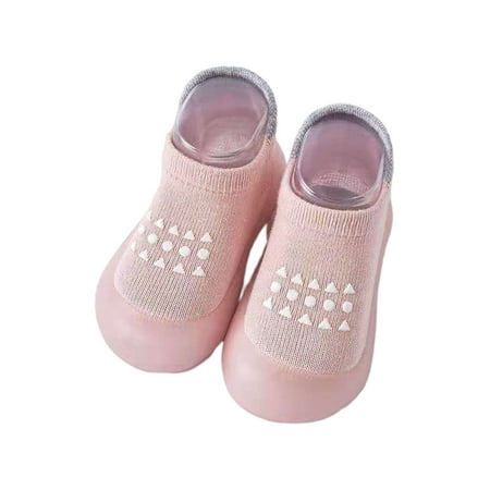 

SIMANLAN Infant Sock Shoe Knit Upper Floor Slippers Soft Soles Ankle Socks Girls Boys Comfortable First Walking Shoes Toddler Prewalker Pink 5C-6C