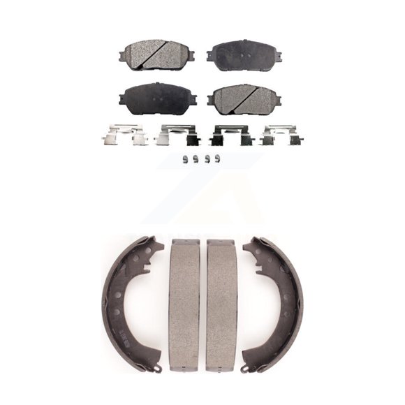 Transit Auto Front Rear Ceramic Brake Pads and Drum Shoes Kit for Car 2005-2006 Toyota Camry SE XLE Vehicles Manufactured In Japan KTN-100191