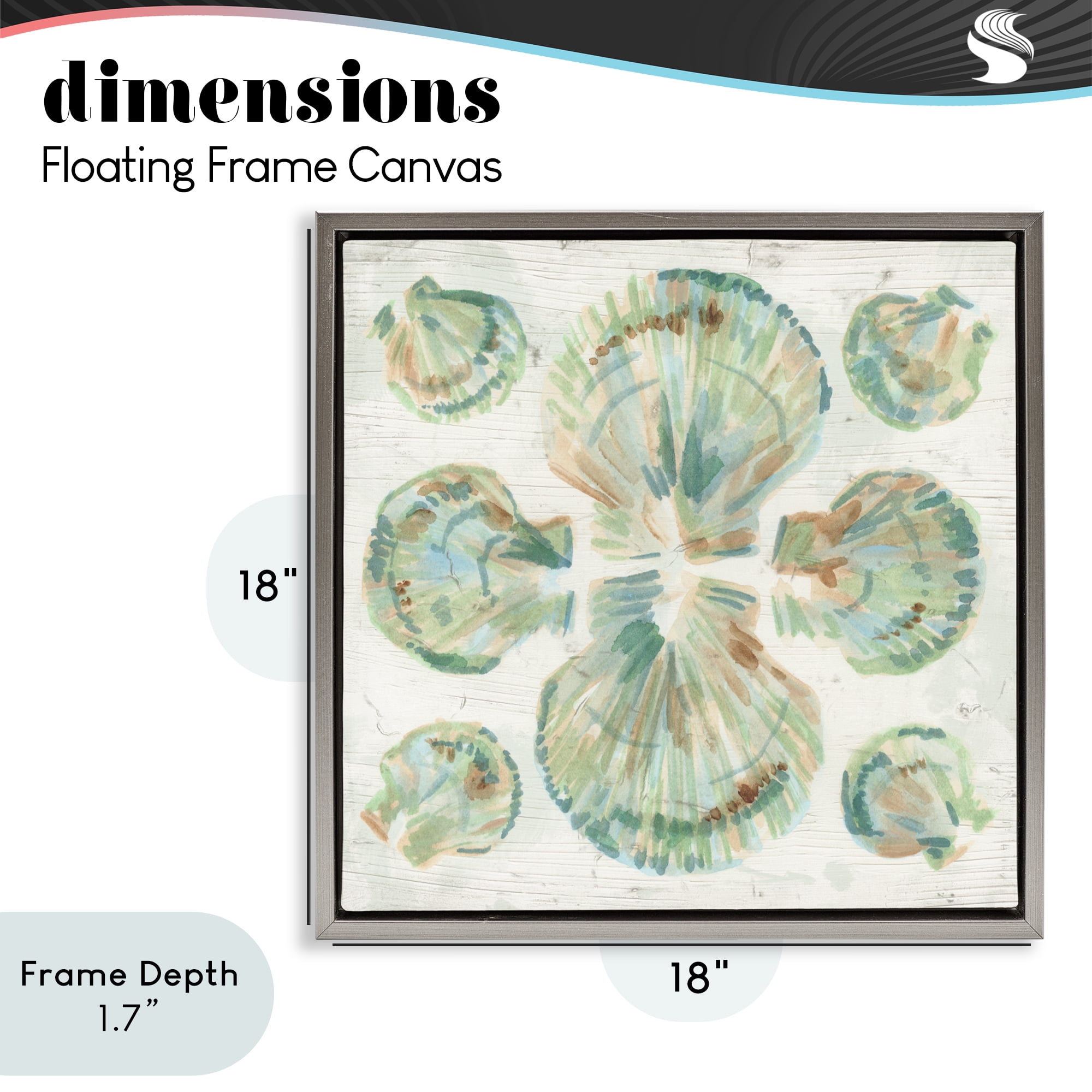 Stupell Industries Saltwashed Shells Symmetry Gray Framed Floater Canvas Wall Art, design by June Erica Vess