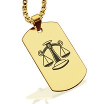 Stainless Steel Libra Zodiac (Scales) Dog Tag Pendant Necklace