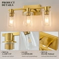 thumbnail image 3 of Deyidn 3-Light Gold Dimmable Vanity Light with Clear Glass Shades, 3 of 6