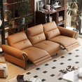 thumbnail image 3 of gaoyangjiaju Modern Three-Seat Leather Power Recliner Sofa with Dual Motor Electric Function, Adjustable Headrest, Perfect for Home Living Room and Office Relaxation 112.5", Orange, 3 of 8