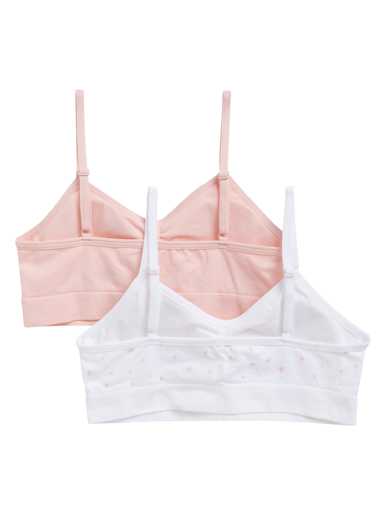 Wonder Nation Girls' Seamless Ruched Recycled Bra, 2-Pack, Sizes XS-2XL