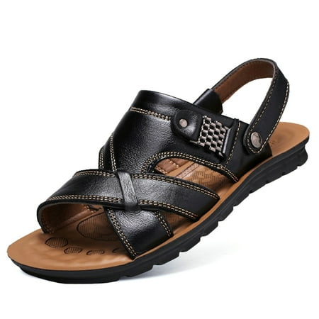 

Men s Open Toe Sandals Slippers Leather Sandals Adjustable Walking Shoes Beach Shoes