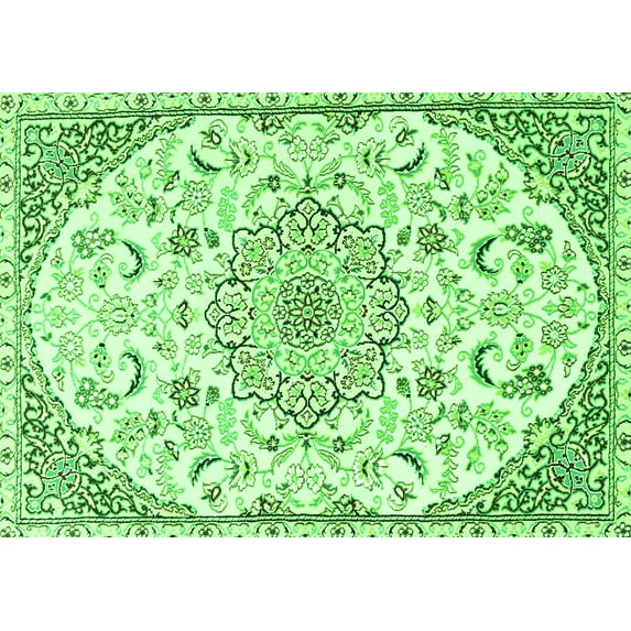 Ahgly Company Indoor Rectangle Medallion Green Traditional Area Rugs, 2' x 4'