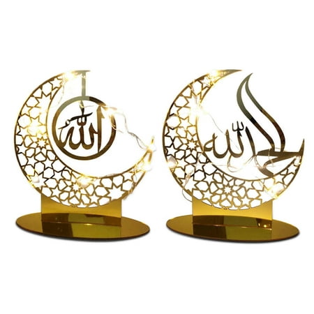 

Eid Mubarak Ramadan LED Light-Acrylic Tabletop Decoration Moon Star Night Light|Muslim Islamic Decorative Lights Home Ornament Party Decor