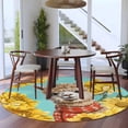 thumbnail image 3 of Round Rug 6Ft Washable Non-Slip, Alpaca Sunflowers Circle Area Rugs for Living Room Bedroom, Watercolor Animals Floral Plant Teal Indoor Floor Mats Carpet Runner for Home Decor Aesthetic, 3 of 8
