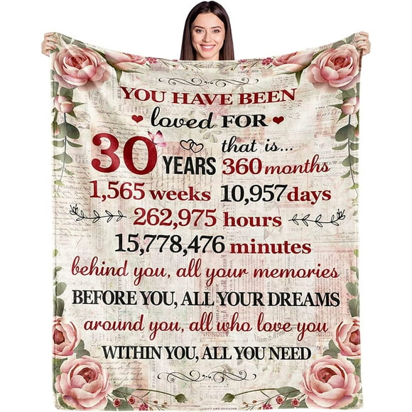 30th Birthday Gifts for Women Blanket 30 Year Old Birthday Gifts for Women Turning 30 Unique 30th Birthday Gifts for Her Funny 30th Birthday Decorations for Women Him Wife Sister Mom Friends 60" x 50"
