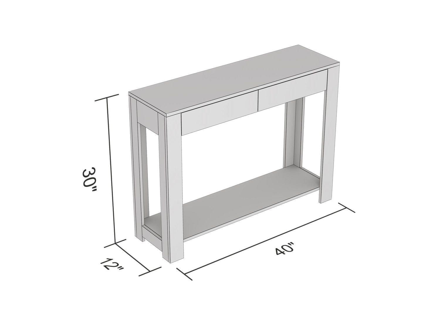 Safdie & Co. Console Table 40L Brown Reclaimed Wood 2 Drawers 1 Shelf