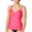 Pink, variant on CALVIN KLEIN Women's Pink Stretch Tummy Control Ruched Lined Adjustable Surplice Tankini Swimsuit Top S