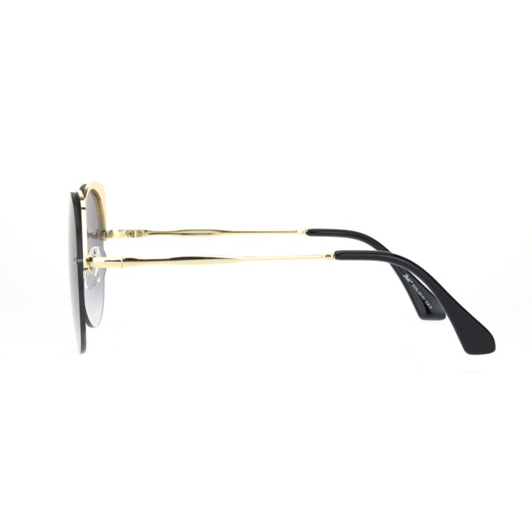 Women\'s Black and Gold Round-Edge Sunglasses Downtown Edge Gold Oval Sunglasses | Trendy Women main image 4