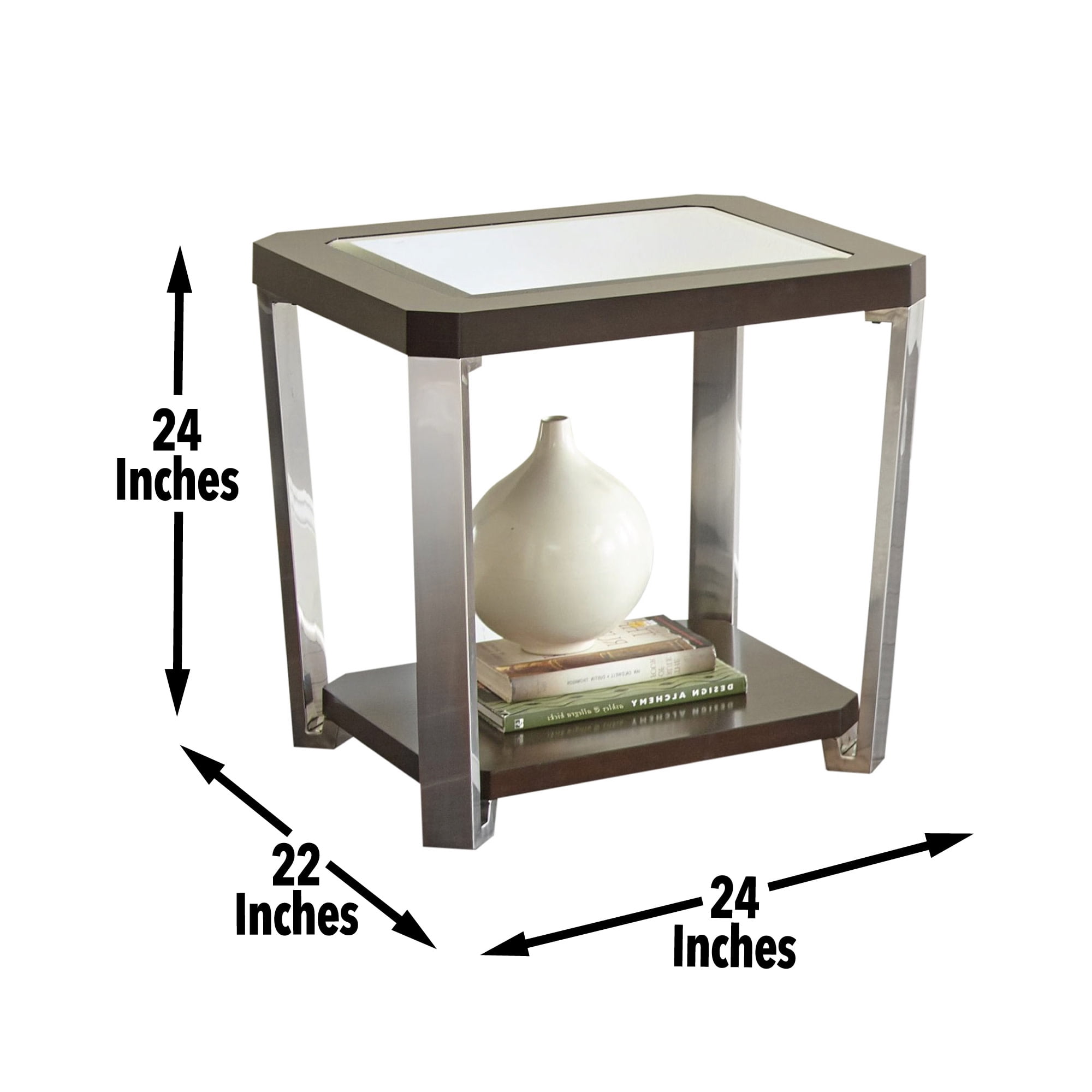 Steve Silver Truman Mirror Top End Table, Espresso Chocolate