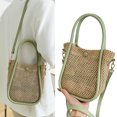thumbnail image 3 of Bolso de hombro tejido de paja para mujer, bolso de mano ligero para hombro, bolso de playa para exteriores, 3 of 8