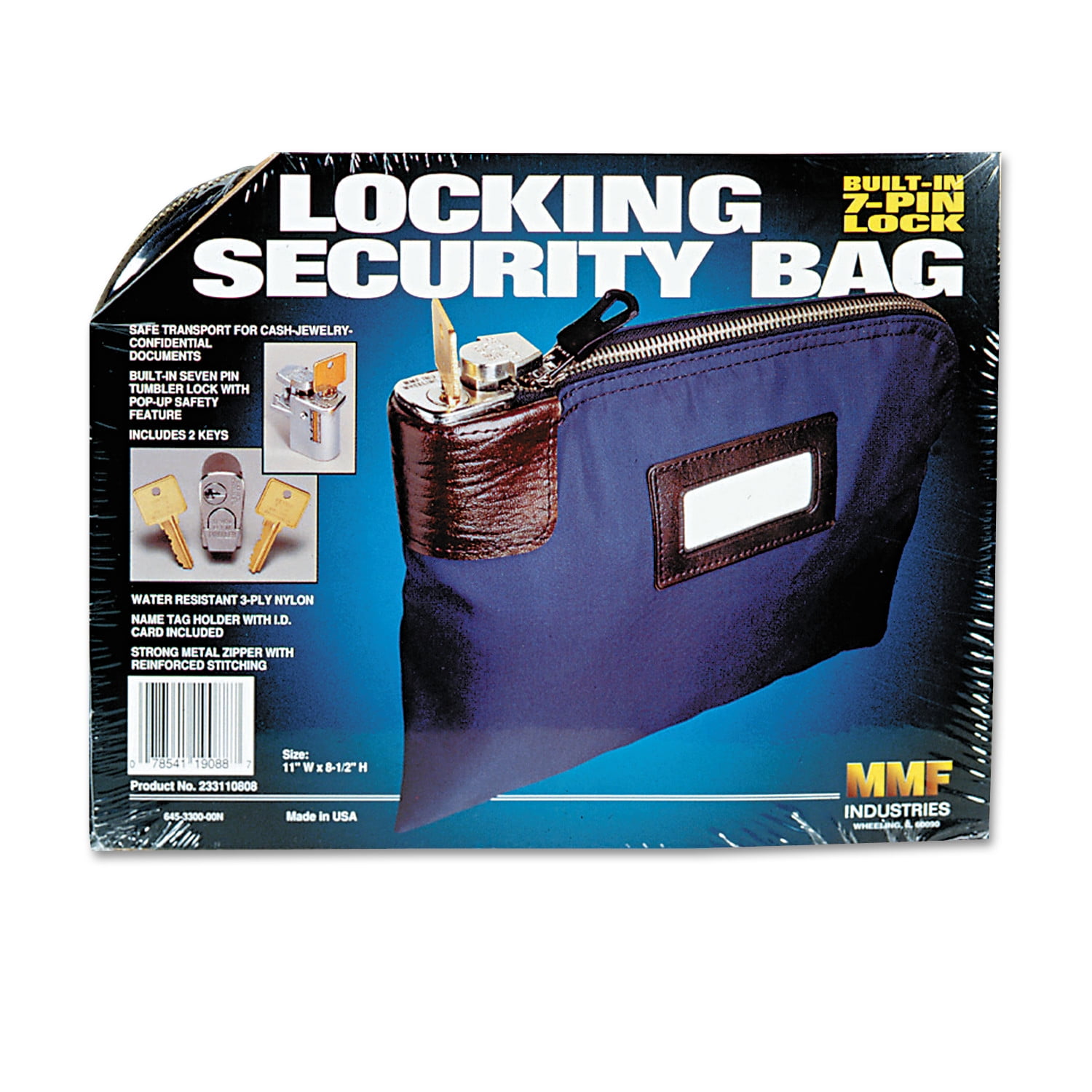 Honeywell Locking Docs Cash Bank Deposit Bag 2 Keys 11"x8.5"  Framed ID Window 