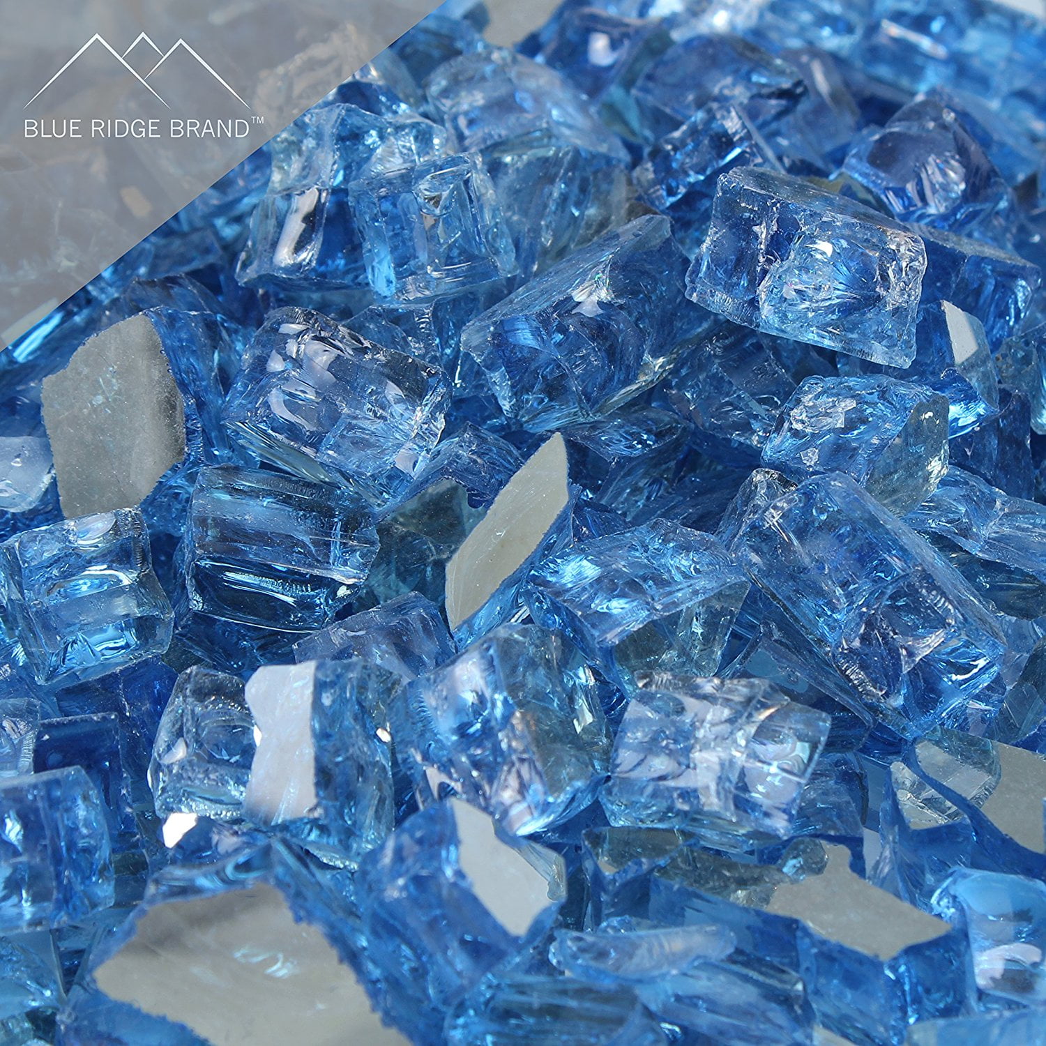 Fire Pit Glass Blue Reflective Fire Glass 1/2" Reflective Fire Pit Glass Rocks Blue Ridge