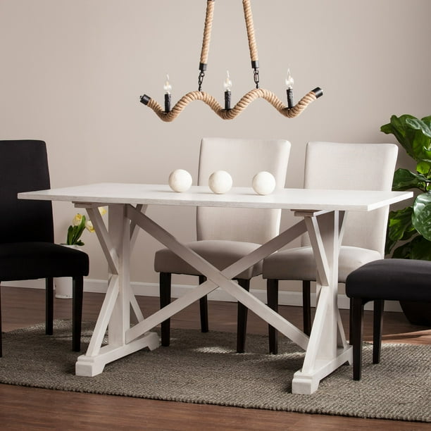Southern Enterprises Cardwell Distressed Farmhouse Dining Table Walmart Com Walmart Com