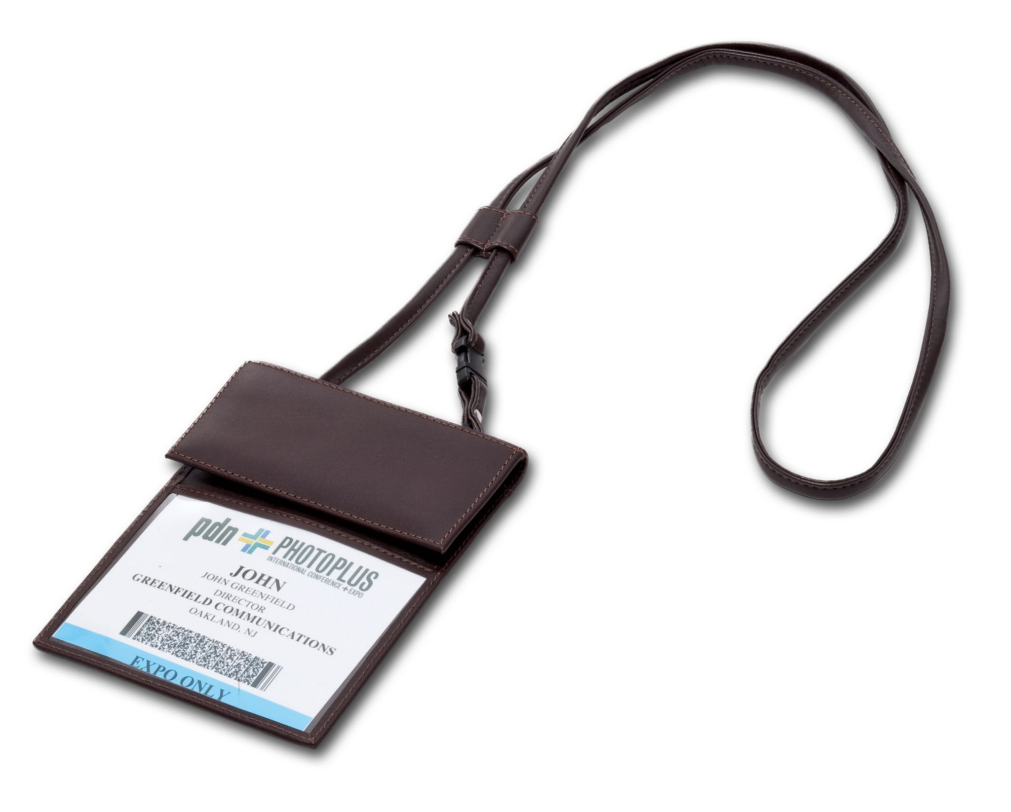 Dark Brown Bonded Leather Badge Holder