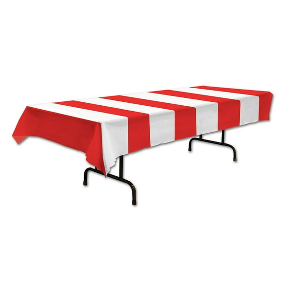 Party Central Club Pack of 12 Red and White Stripes Tablecovers 54" x 108"