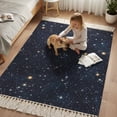 thumbnail image 6 of Kitchen Runner Rugs, Abstract Blue Sky 3'x5' Throw Rug with Tassels, Shining Stars on Scenery Background Washable Soft Floor Carpet Runner for Hallway Bedroom Bathroom Laundry Room, 6 of 9