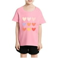 thumbnail image 2 of Maean Boys Girls Shorts Sleeve Shirts Heart Graphic Printed Crewneck Tshirts Toddler Kids Tee Tops, 2 of 3