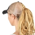 thumbnail image 3 of C.C Ponycap Messy High Bun Ponytail Adjustable Mesh Trucker Baseball Cap Hat, Criss Cross Mesh Black/Beige, 3 of 3