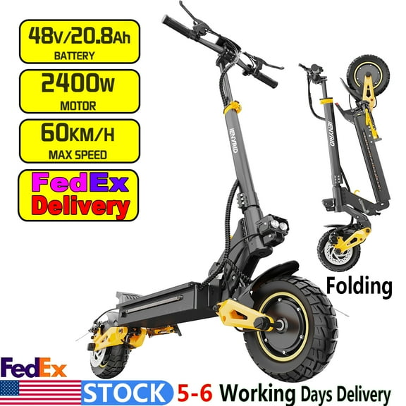 Adults Electric Scooter, 2400 W Dual Motor Scooter Electric,for Adults,10" Off-Road Pneumatic Tires, 48V 20.8Ah Battery 38mph Max, 60-70 KM Range Folding Atineta Eléctrica para Adultos