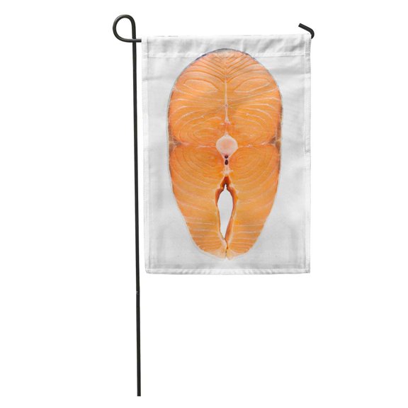 SIDONKU Orange Piece of Fresh Raw Salmon Fish on Clipping Path Garden Flag Decorative Flag House Banner 12x18 inch