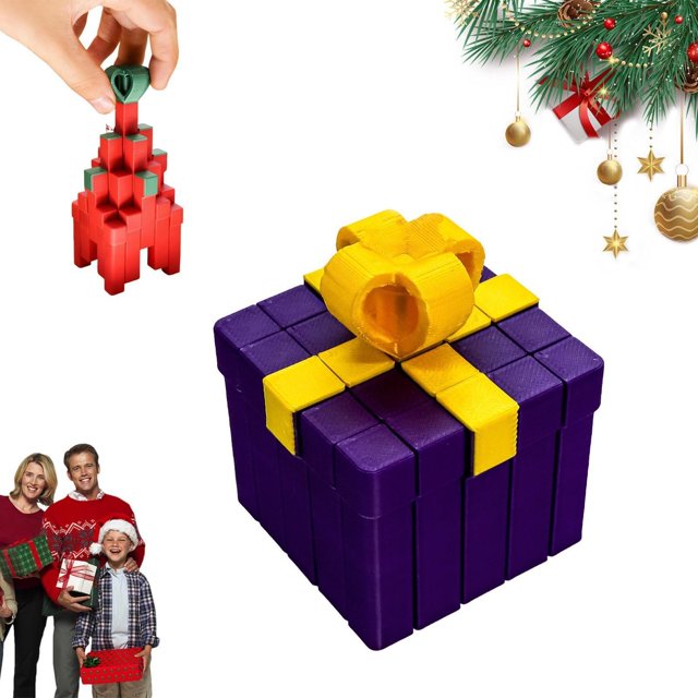3D Printed Christmas Creative Stress Box,3D Printed Gift Box,Movable Decompression Ornament Toy,The Prank Box for All Occasions,Prank Gift Boxes,Perfect Gifts for Birthday,Christmas Party