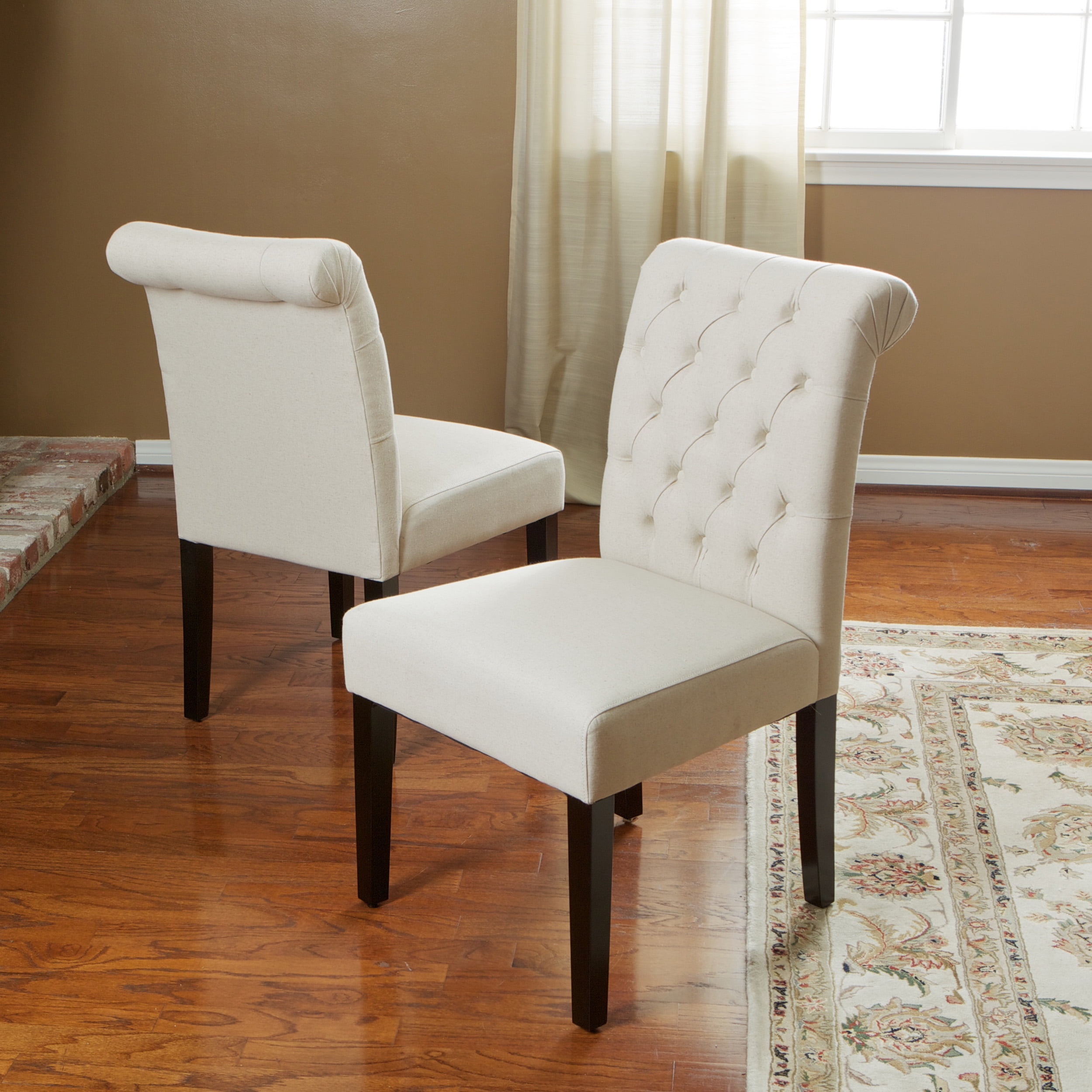 Noble House Natural Ivory Fabric Dining Chairs