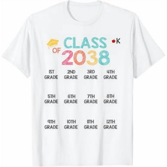 Class Of 2038 Handprint Grow With Me School Milestone Gift Unisex T-Shirt, up to size 5XL