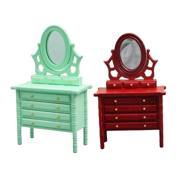 2 Uds 1:12 Mini Vestidor DIY Escena Accesorios Para Dormitorio CUTICAT Mini tocador de casa de muñecas