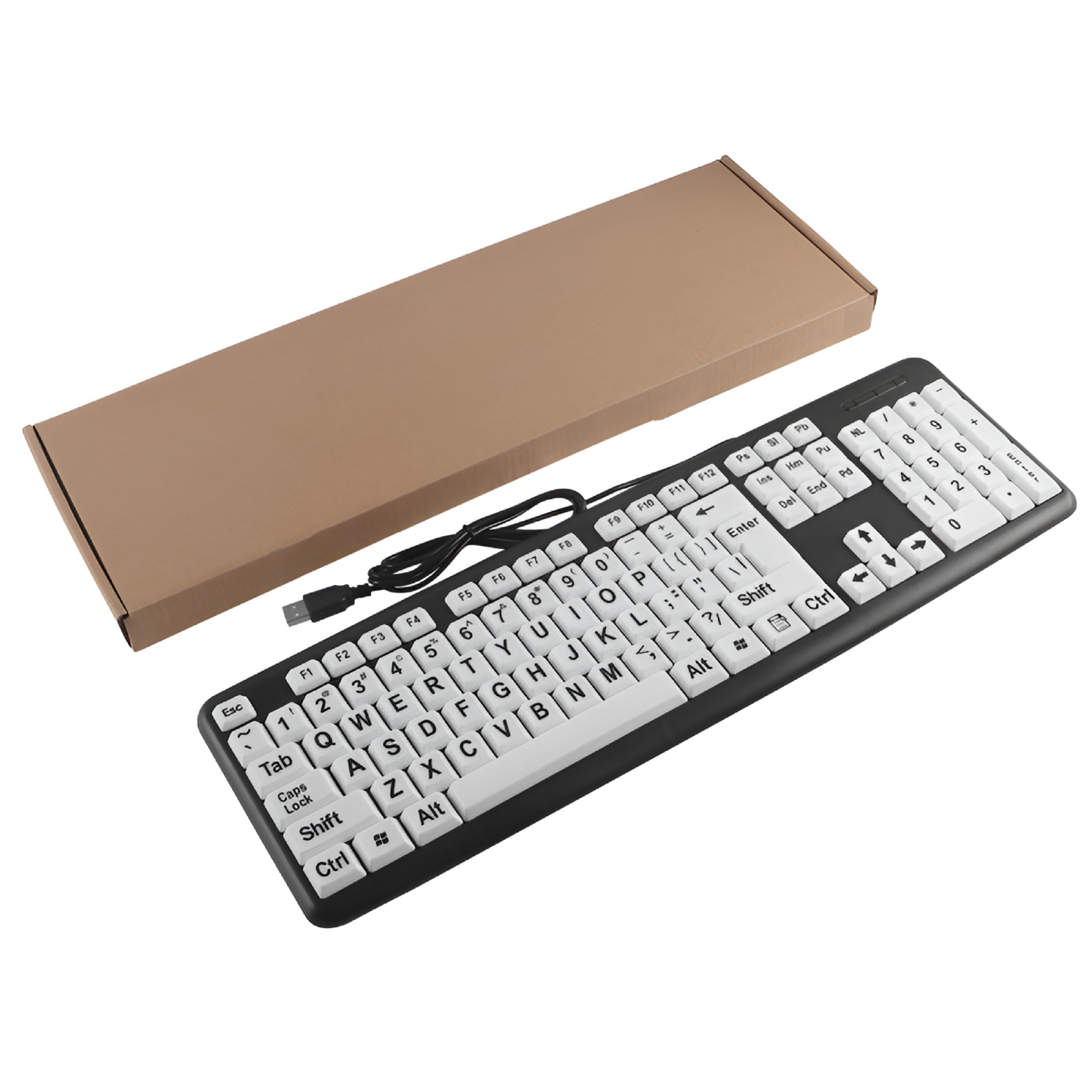 GJX 2026 New Large Print Keyboard for Seniors&Visually Impaired-Usb Wired 107-Key Ergonomic Keyboard with Spill-Resistant Design | 440X140Mm Abs Plastic Keyboard