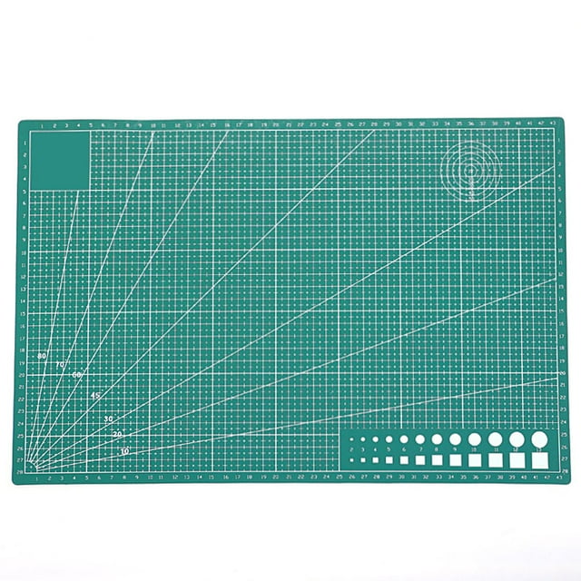OULII Double Sided Self Healing Cutting Mat with Inch Grids and Angles for Hobbyists Quilters Green PVC