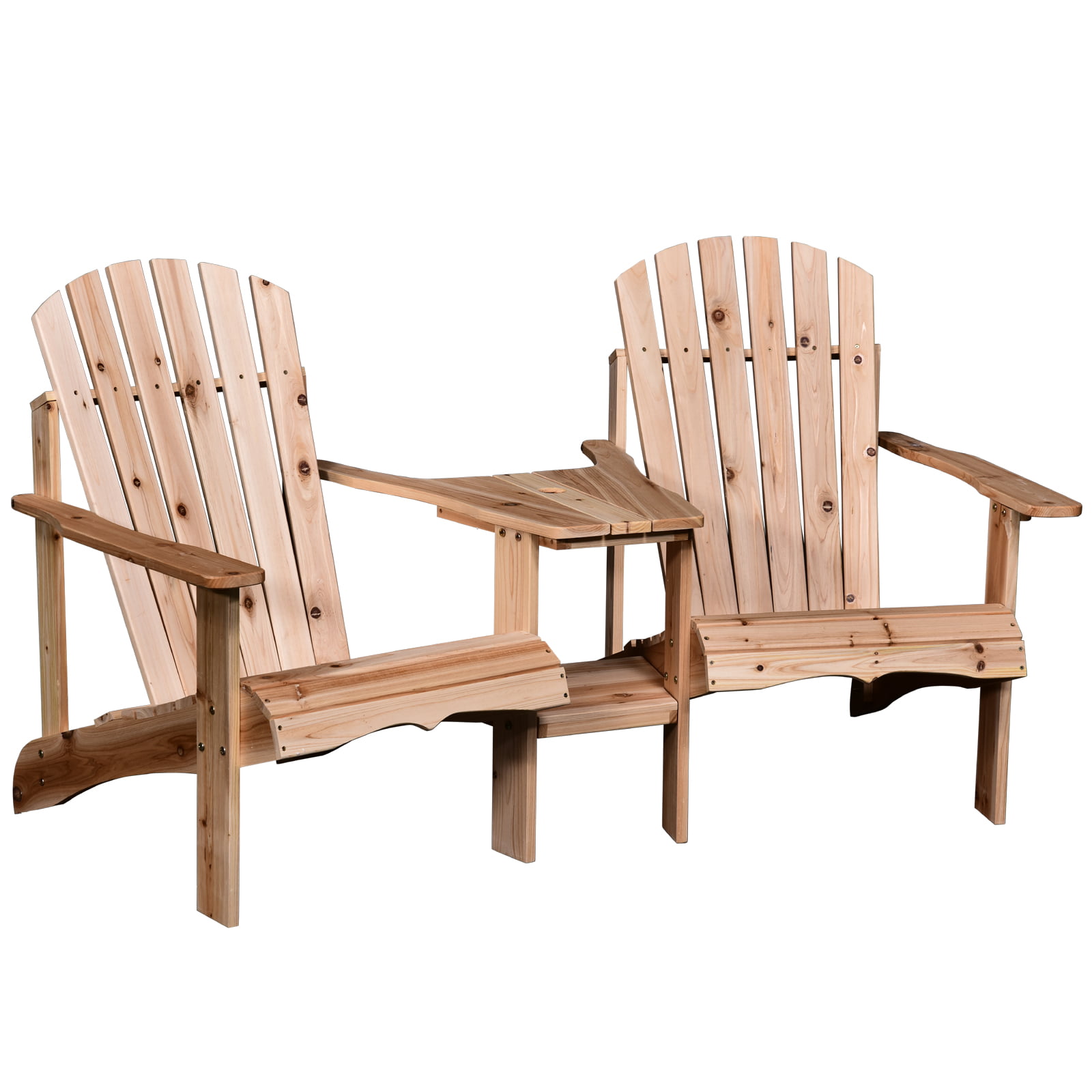 Outsunny Wooden Outdoor Double Adirondack Chairs with