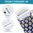thumbnail image 3 of Yayeee 30oz Stainless Steel Tumbler with Straw and Handle Double-Wall Insulated Travel Water Bottle, Elegant Daisy Pattern, 3 of 8