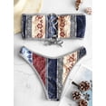 thumbnail image 6 of ZAFUL Women Swimsuit Lace Up Flower Strapless Bikini Set Multi-A S, 6 of 7
