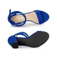 thumbnail image 4 of BLISSFUL STEP Women's Lace Up and Ankle Strap Block Heel Sandals Deep Blue 6, 4 of 7