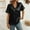 Black, variant on ZZwxWA Women Metallic Sheen Button Down Shirt V Neck Short Sleeve Casual Loose Summer Blouses Tops