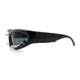 thumbnail image 6 of Gothic Bold Edgy Thorn Stud 90s Sporty Wrap Plastic Punk Sunglasses Black, 6 of 8