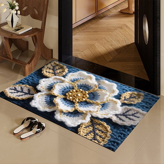 Bathroom Rugs, Roses Leaves Botanical Aesthetic Boho Floral Bath Mat, Unique Chic Outdoor Rug, Soft Non Slip Floor Rugs for Living Room Doormat(Not 3D)